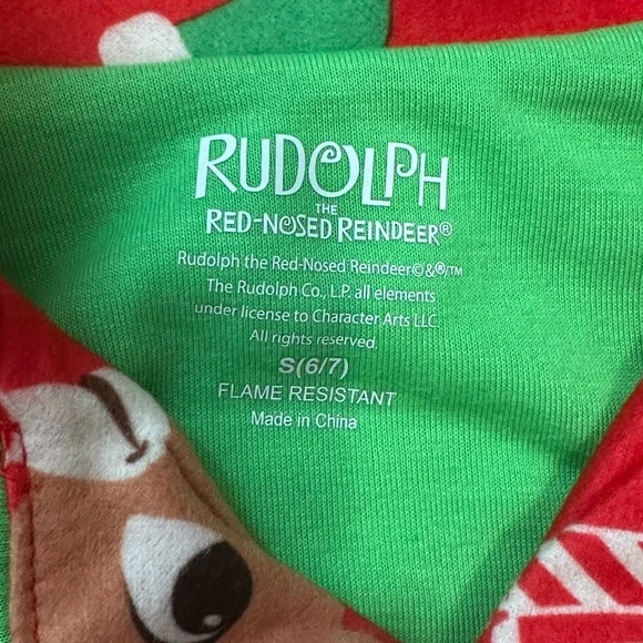 Rudolph the Red Nosed Reindeer Christmas Kids 2 Piece Pajama Set S 6/7 New - Picture 3 of 6